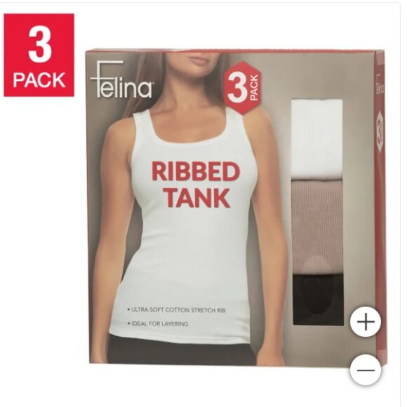 Felina Tops - Felina Women's Ribbed Tank, 3-pack